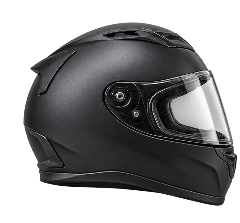 Capacete preto de motocicleta